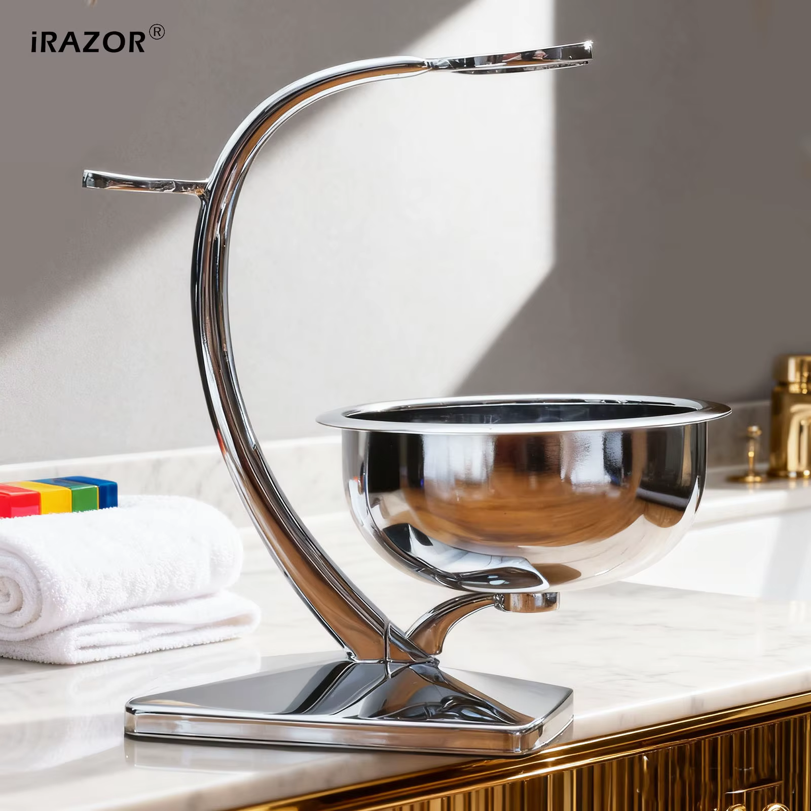iRAZOR Ensemble de bols et supports de rasage avec base magnétique – Bol en acier 304 et support en