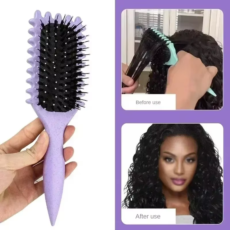 Brosse Coiffante pour Cheveux Bouclés – Brosse à Boucles pour Hommes et Femmes – Outil de Peignage e