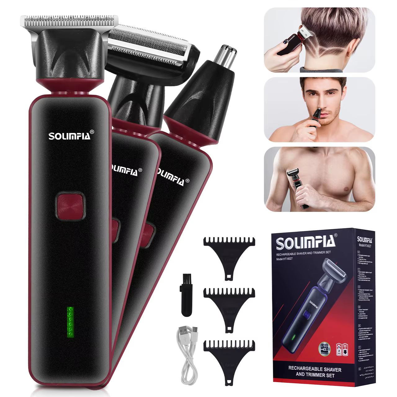 Tondeuse à cheveux électrique 4 en 1 pour femmes, rasoir de précision pour sourcils/nez/corps, Kit d