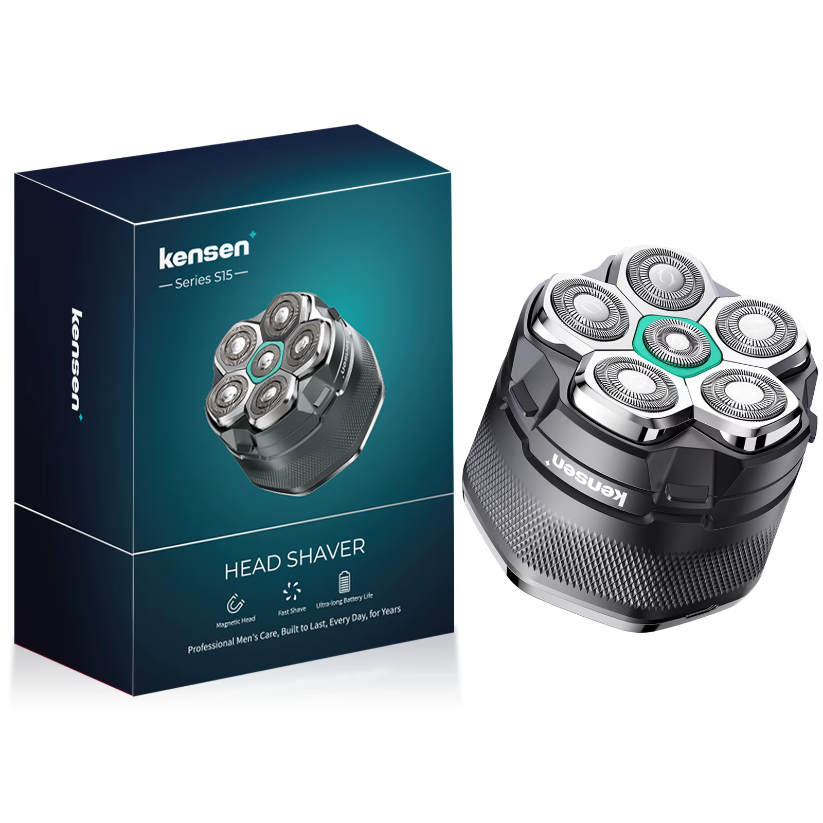KENSEN rasoirs à tête électrique pour hommes chauve 6D rasoir magnétique tondeuse à barbe USB LED Re
