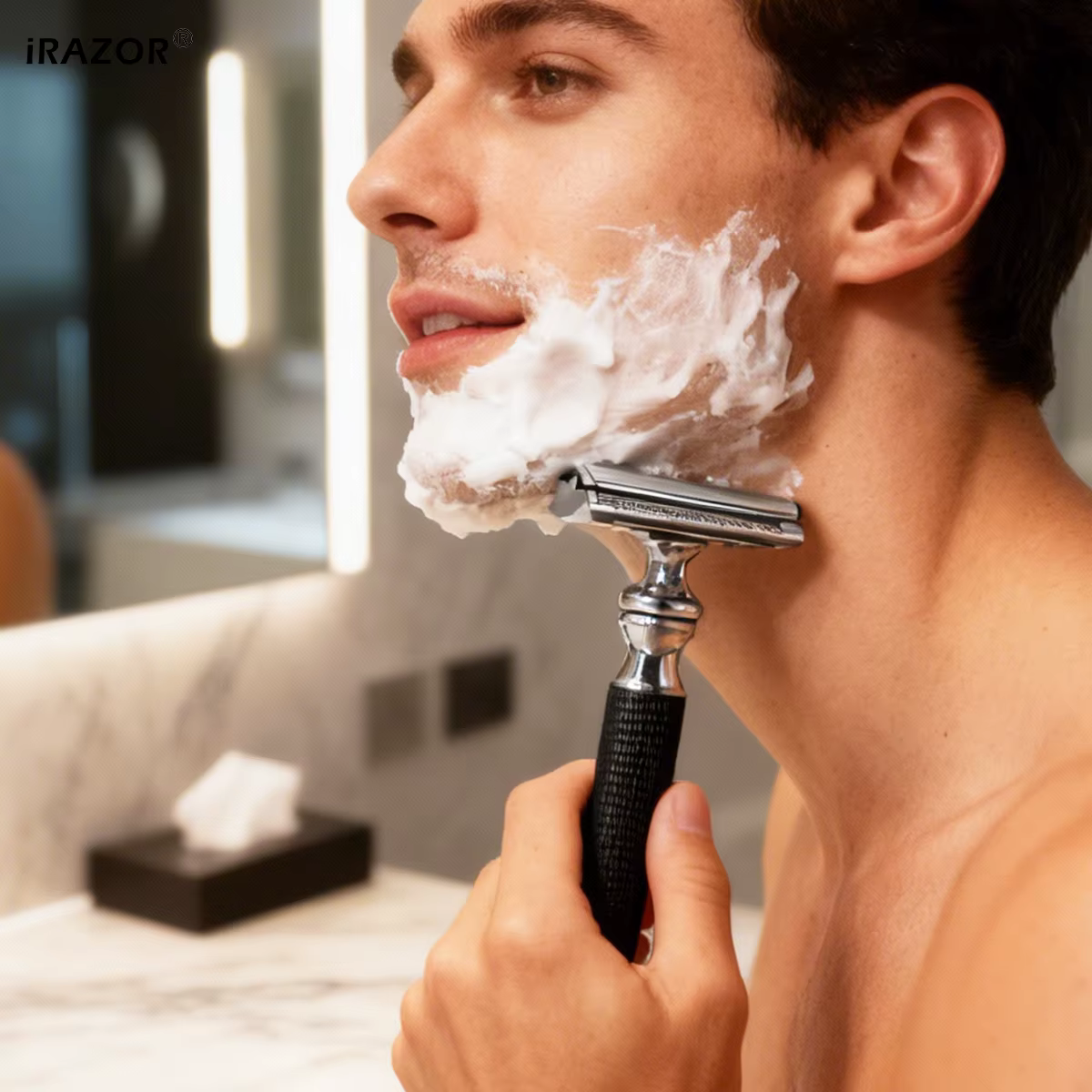 iRAZOR – rasoir DE sécurité classique en forme DE T pour hommes, Machine DE rasage antidérapante tex
