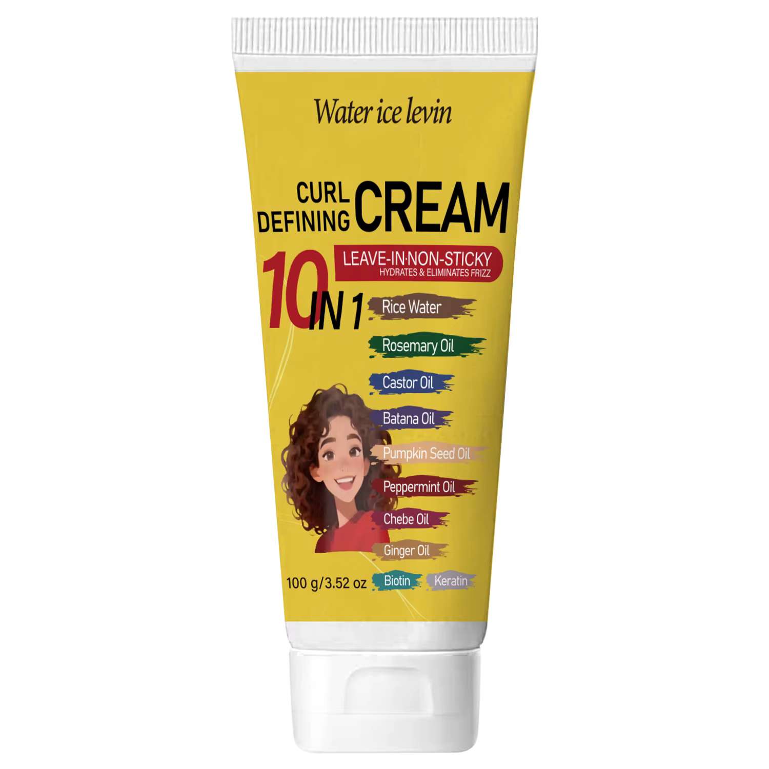 Crème définissante pour boucles 10-en-1 | Formule sans rinçage non collante avec eau de riz et hui