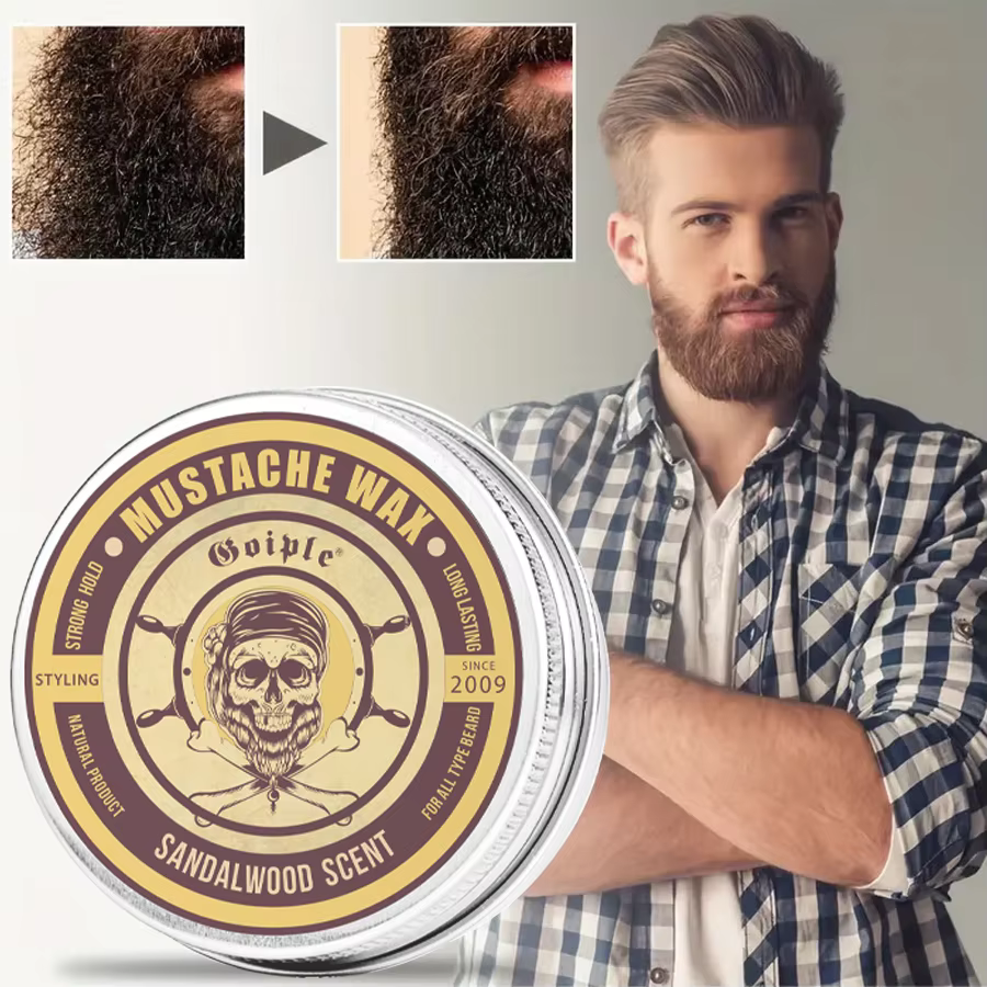 Baume à barbe parfum bois de santal naturel pour hommes, Anti-frisottis, pointes fourchues, crème de