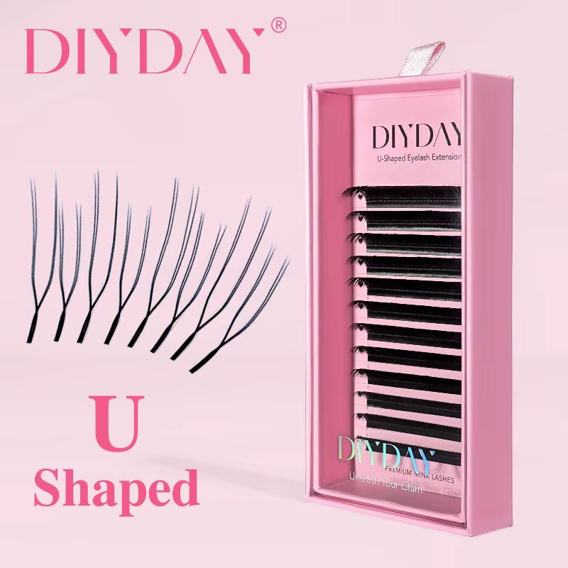 DIYDAY Extension de cils YY en forme de U Premium PBT Double couche U Sahpe YY cils Ultra doux feath