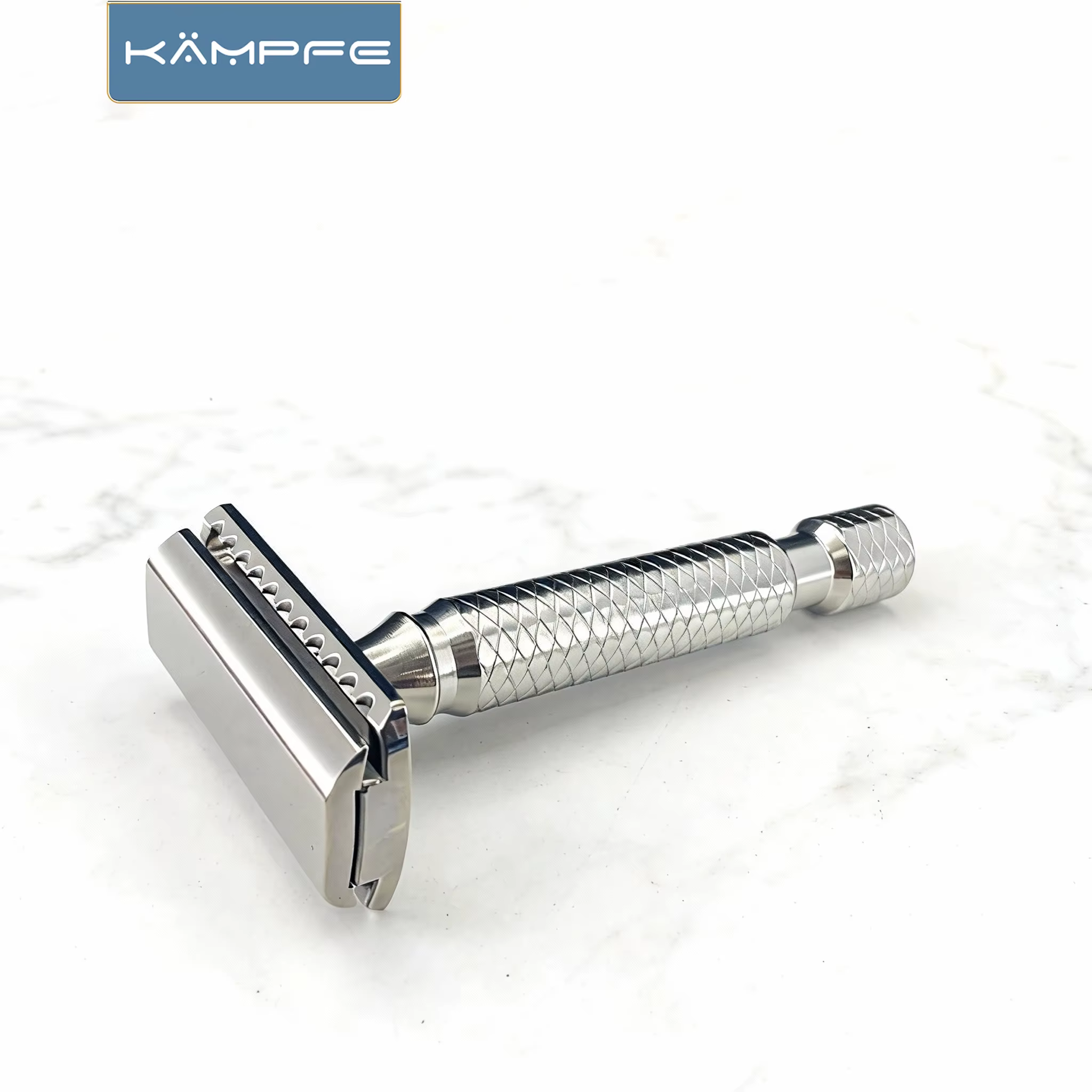 Rasoir de sécurité classique Kampfe en acier inoxydable à double tranchant pour hommes, avec poignée