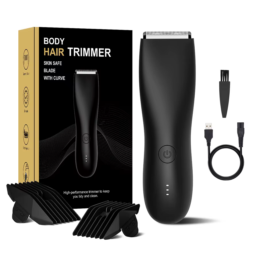 Rasoir électrique pour aine et corps pour hommes – Kit tondeuse double tête étanche avec lumière LED