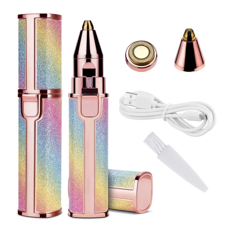 Épilateur électrique rechargeable portable 2 en 1, rasoir pour le visage, les sourcils, les lèvres, 