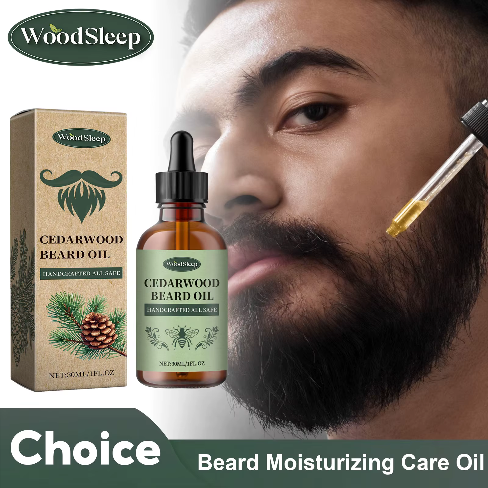 Huile de soin de la barbe pour hommes, hydratante, croissance de la brillance, adoucit la barbe, ren