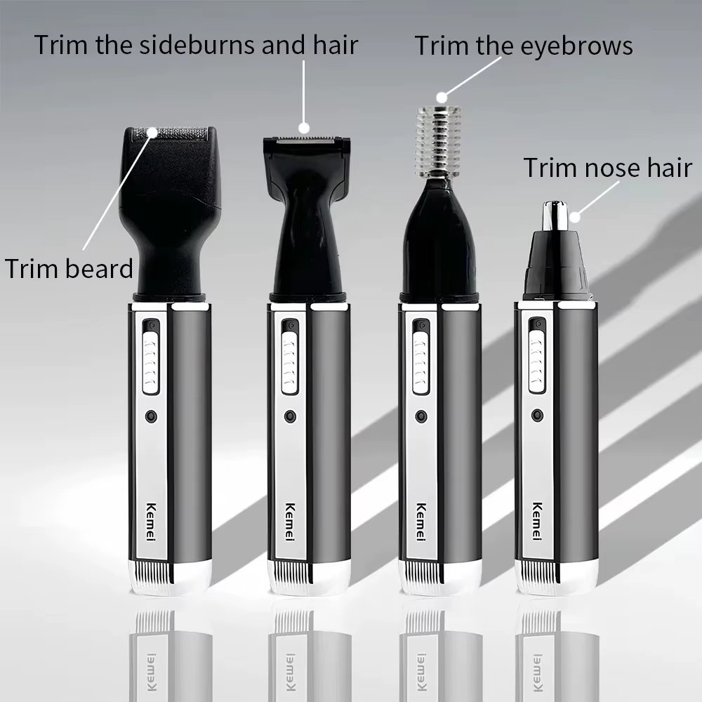 Kemei KM-6630 4 en 1 nez sourcils cheveux tondeuse à barbe rasoir électrique Rechargeable nez oreill