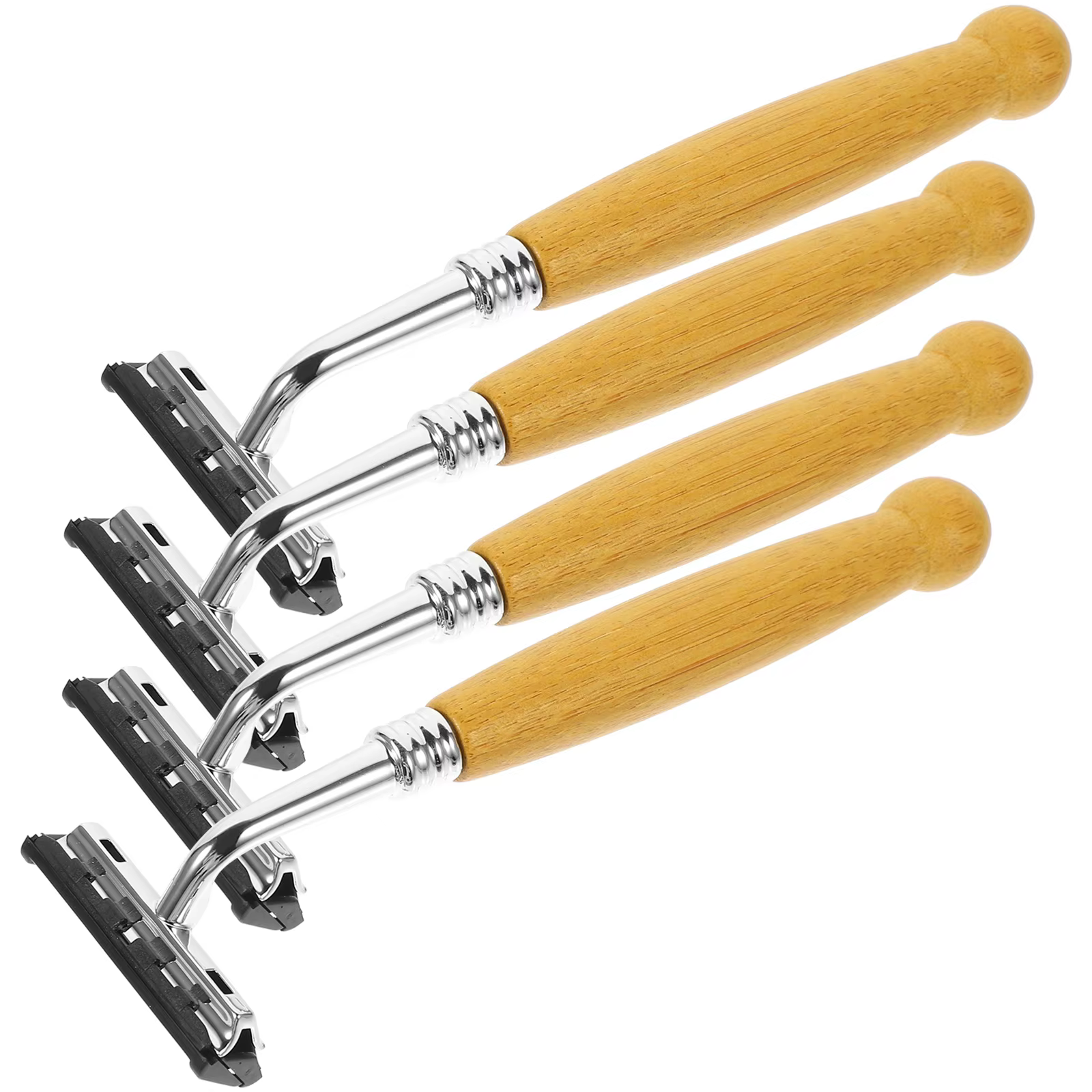 Rasoir de sécurité avec manche en bambou, en acier inoxydable, Style classique, manuel, rasage lisse