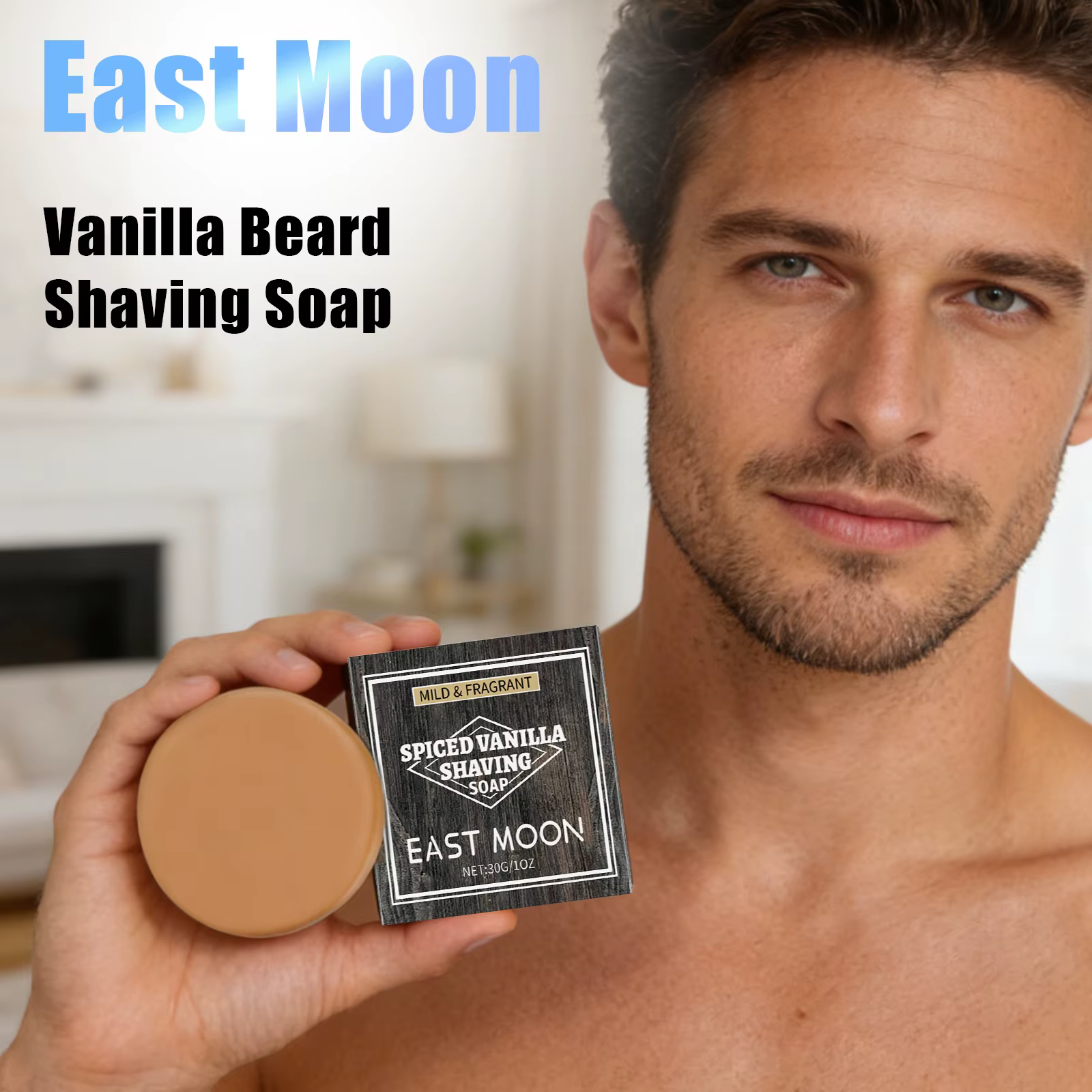 Savon à raser parfum vanille : Apaise l'inconfort de la rasage, mousse riche, glisse douce, adoucit 
