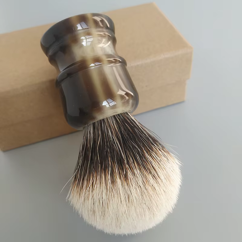 Dscosmetic Brosse à raser en poils de blaireau manchourien à deux bandes de 22 mm avec manche en rés