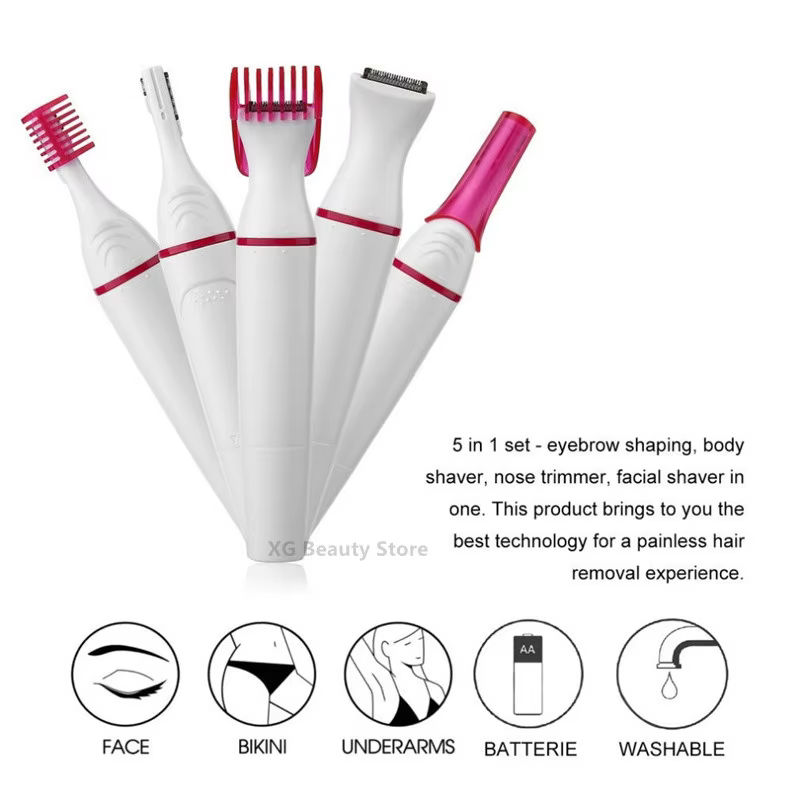 Épilateur électrique multifonction 5 en 1 pour femmes, rasoir pour sourcils, aisselles, Bikini, jamb