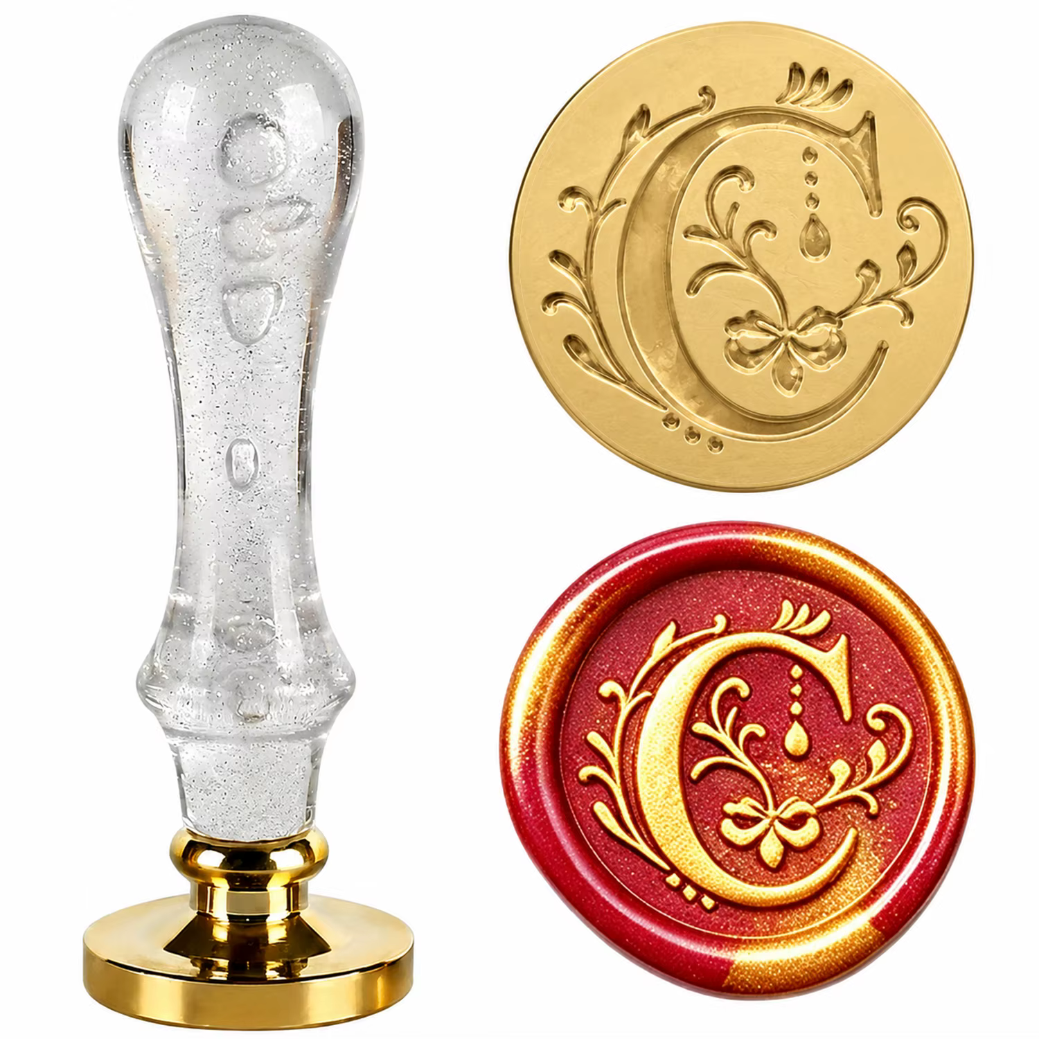 Sceau de cire à 26 lettres, tête en laiton de 25 mm avec poignée à bulles blanche, sceau de cire pou
