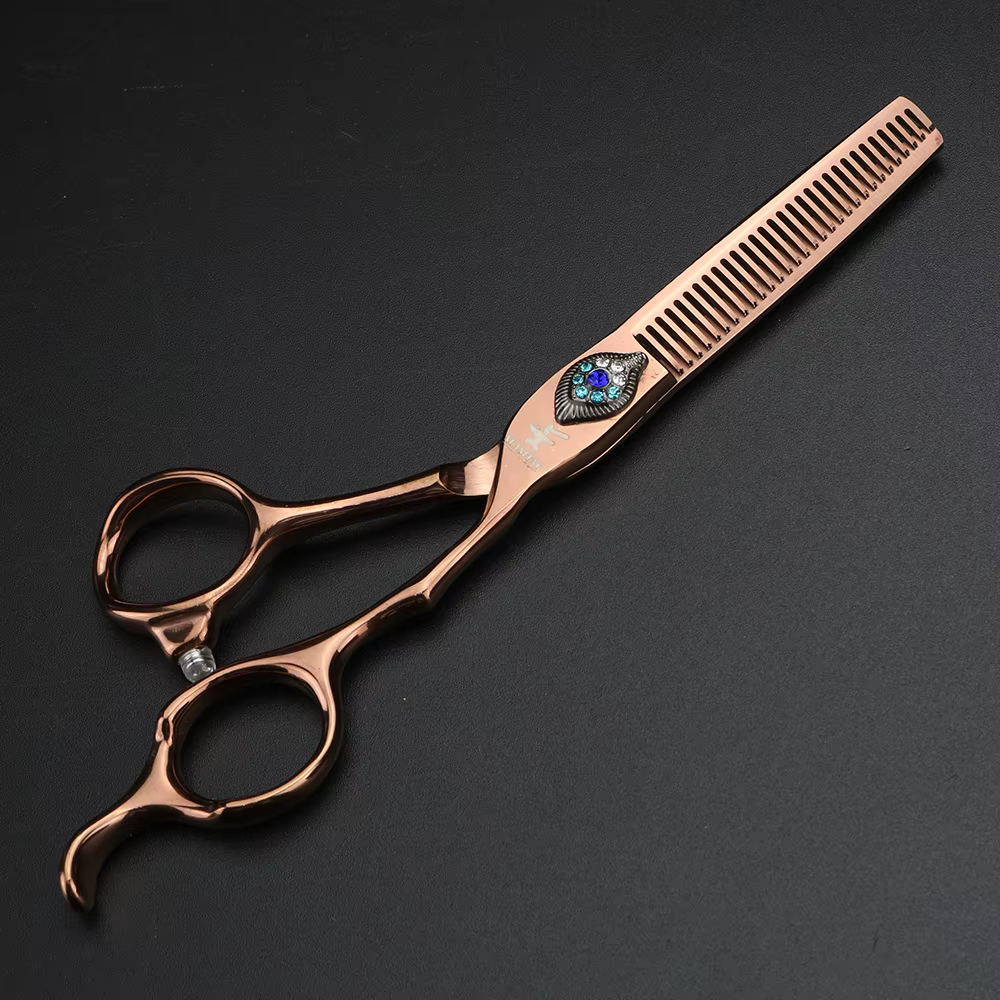 XUANFENG-Ciseaux à cheveux à vis paon en acier 440C, coupe de barbier, ciseaux amincissants, 6 po