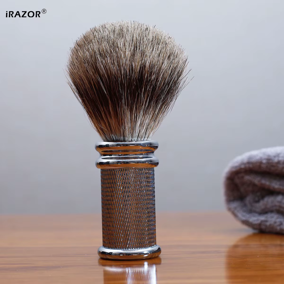 Brosse de rasage professionnelle pour hommes, avec diamants antidérapants, poignée en métal, barbier
