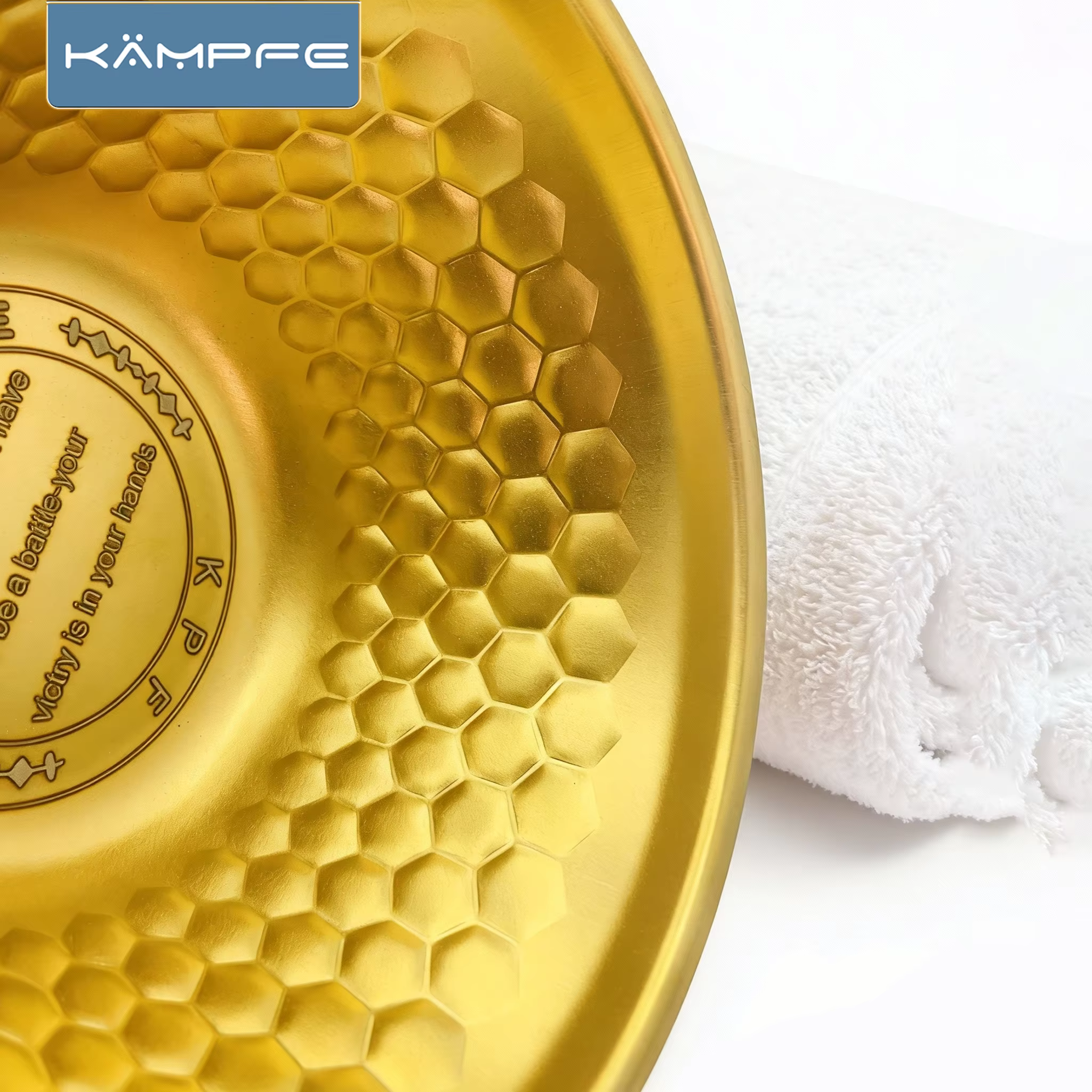 Bol à raser KAMPFE en acier inoxydable pour hommes, doré/argenté, pour le nettoyage du visage, pour