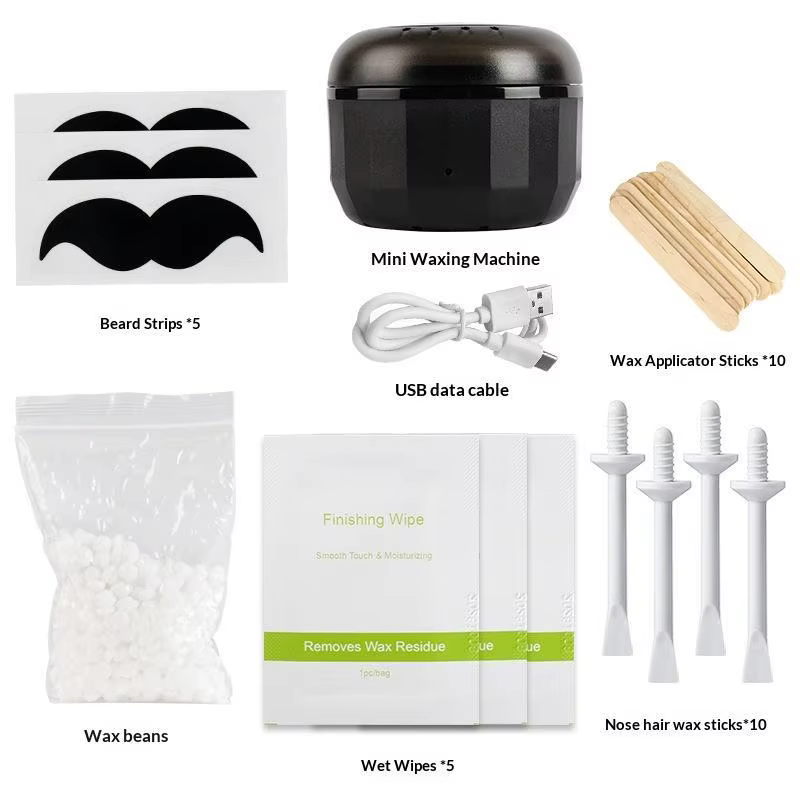 Mini chauffe-cire avec bol en silicone, kit d'épilation pour le nez et les oreilles, pot de fusion d