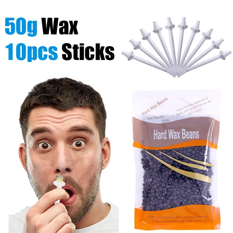 Kit de cire de nez pour hommes et femmes épilation indolore 50g-1000g avec cire et applicateurs 100%