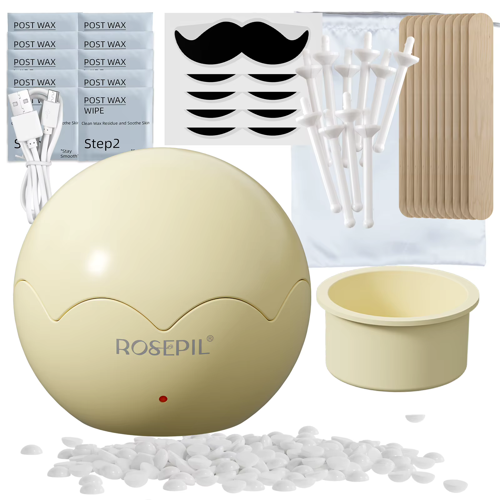 Kit chauffe-cire mini 40 pièces, ensemble d'épilation à la cire portable à chargement USB rapide, ci
