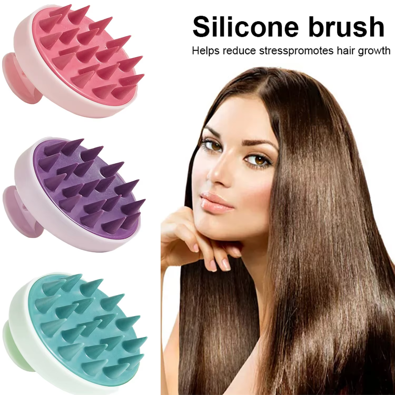 Brosse à shampoing en Silicone, peigne de Massage du cuir chevelu, peigne de lavage des cheveux, bro