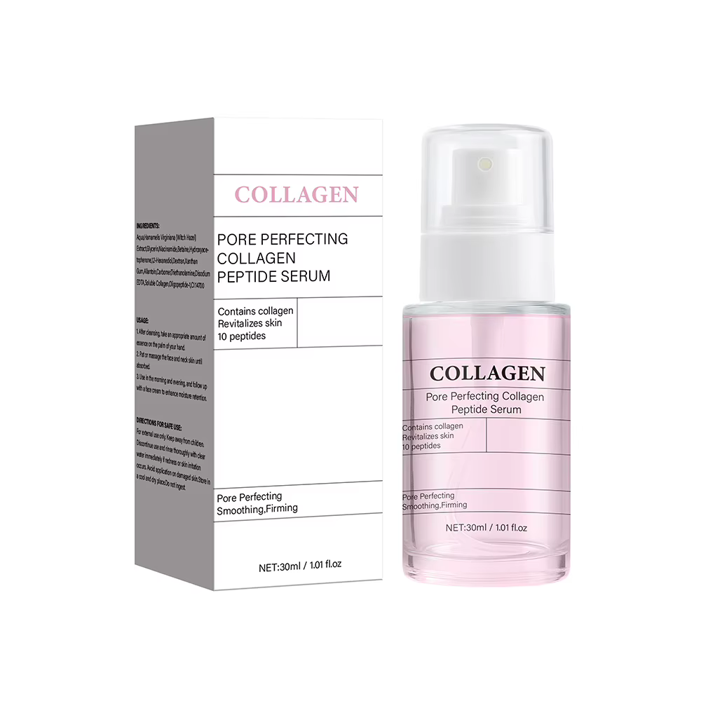 Sérum au collagène et aux peptides pour affiner les pores, raffermissant et éclatant, soin des pores