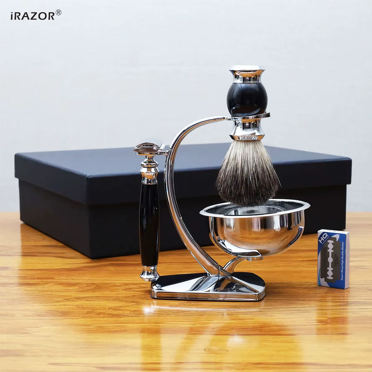 IRAZOR-Kit de rasage pour hommes, rasoir de sécurité à double tranchant, 10 lames, pour tous les jou