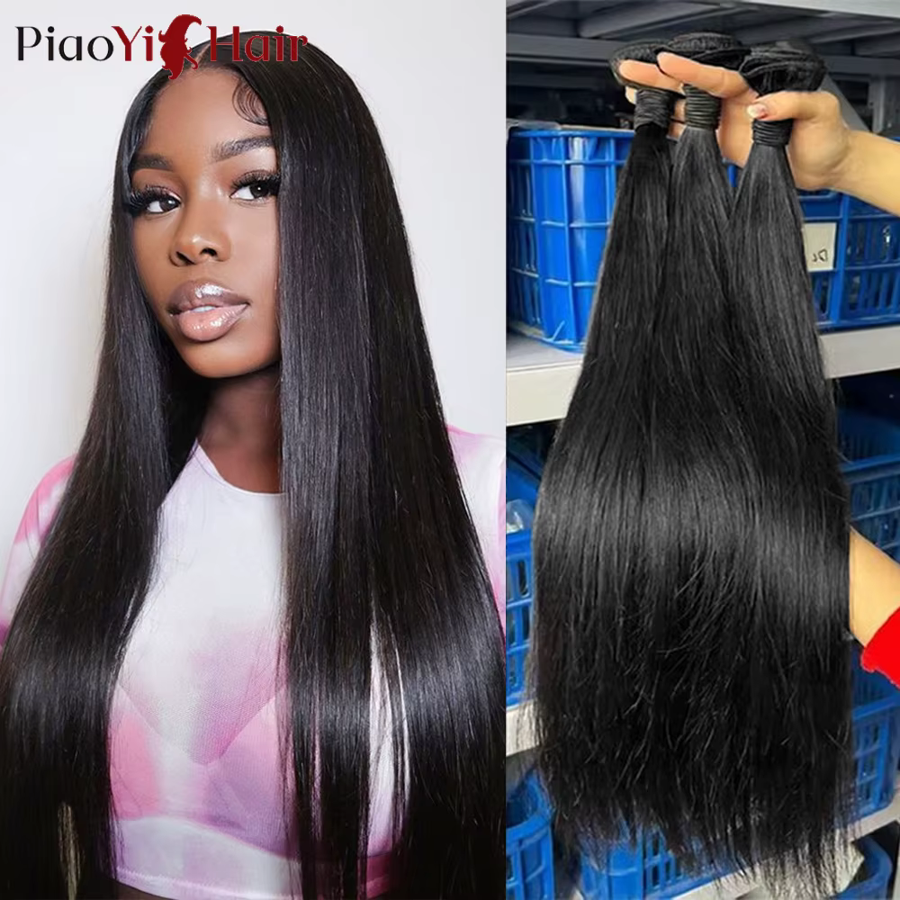 Mèches indiennes naturelles lisses, 26 28 30 pouces, cheveux bruts longs et épais, pour femmes, 40 3