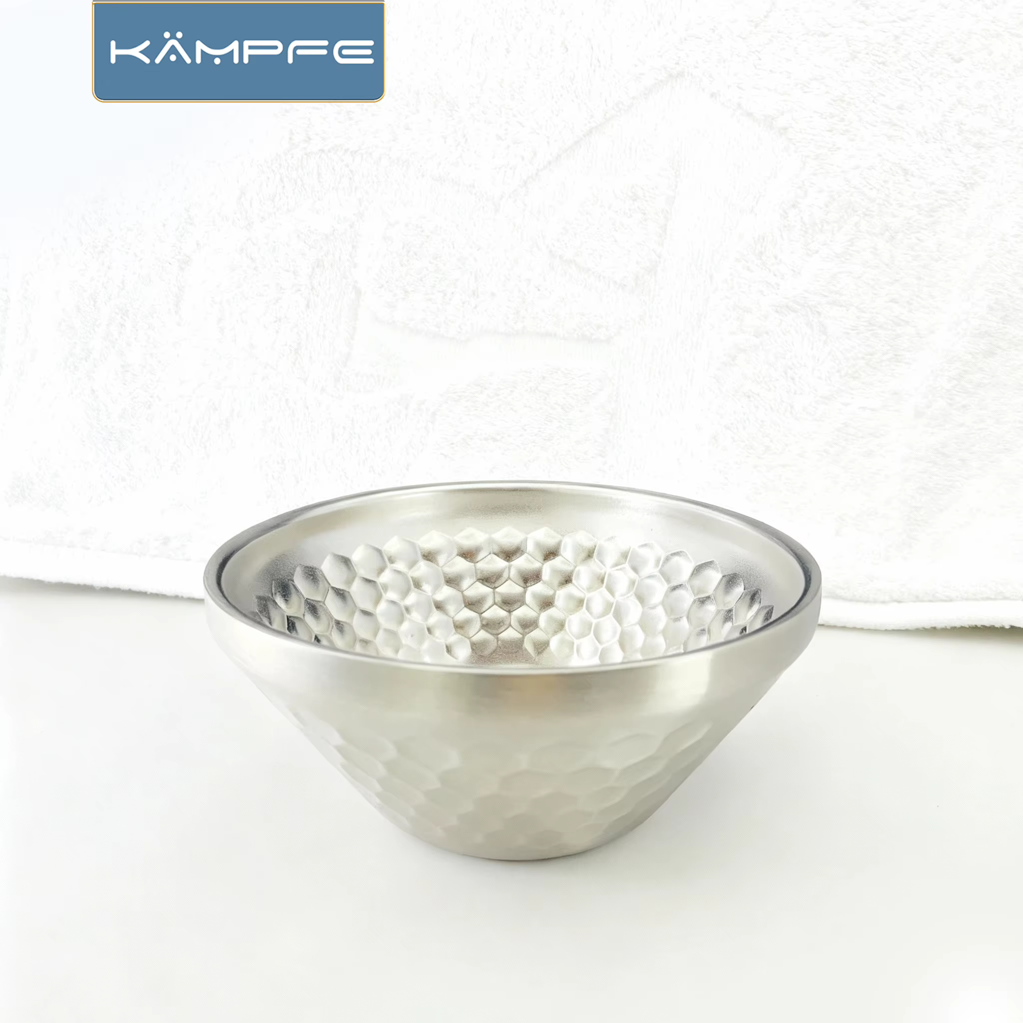 Bol à raser KAMPFE en acier inoxydable pour hommes, doré/argenté, pour le nettoyage du visage, pour