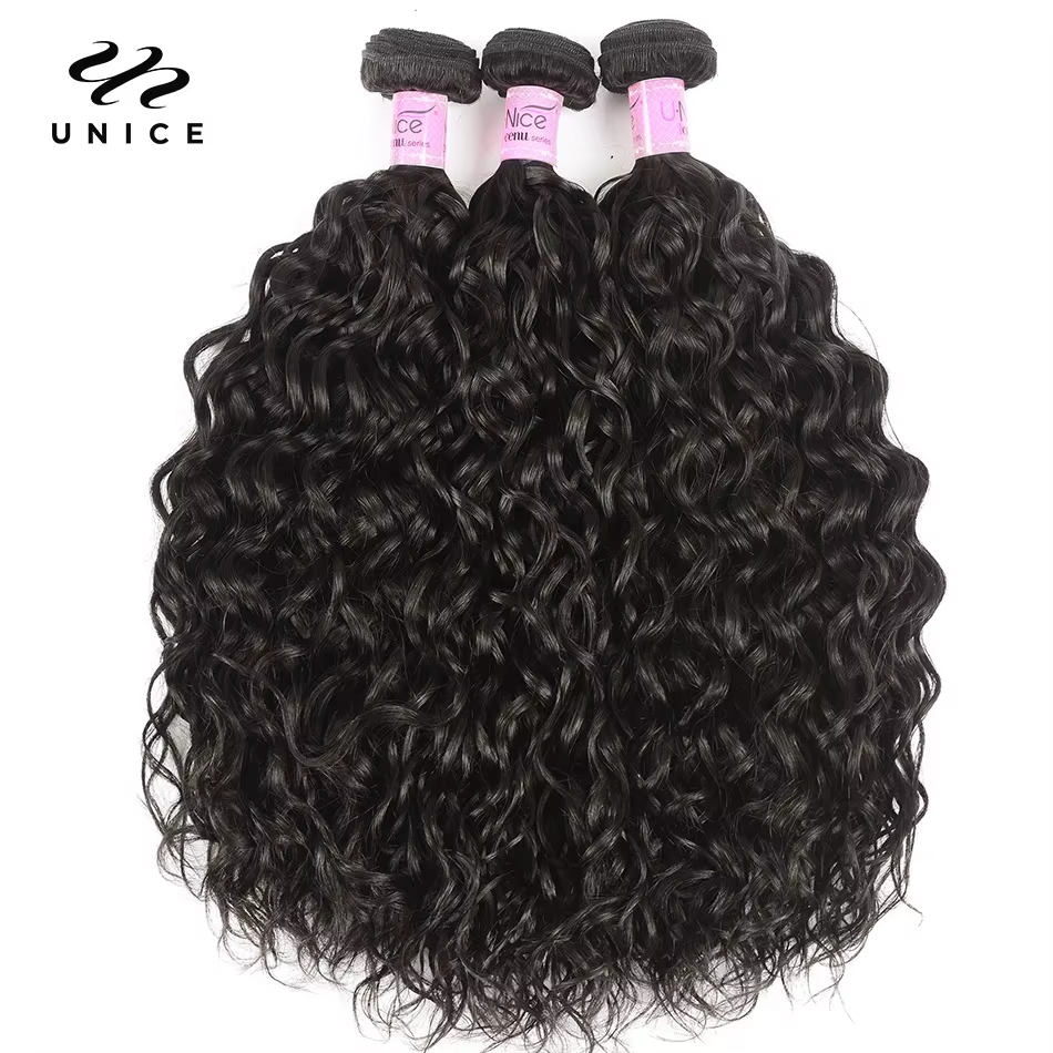 Mèches 100% naturelles vierges ondulées-UNice Hair, tissage à coudre, document riche naturel, 8 à 26