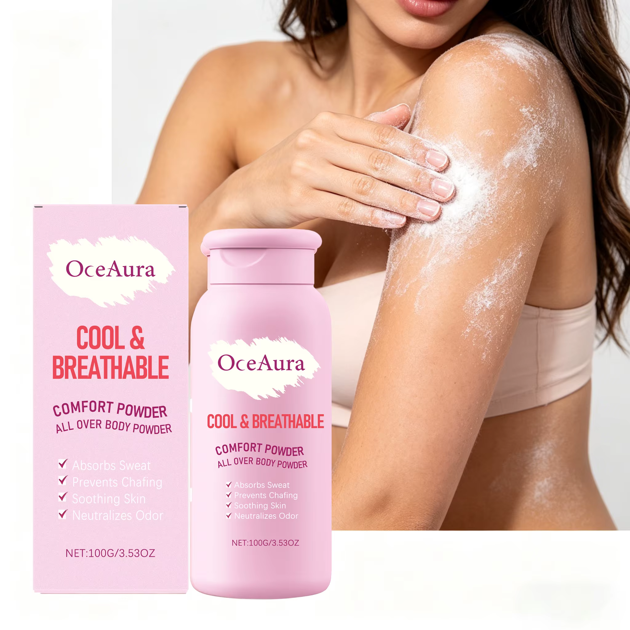 Poudre corporelle rafraîchissante et apaisante 100 ml – Soin lissant pour la peau, prévient les irri