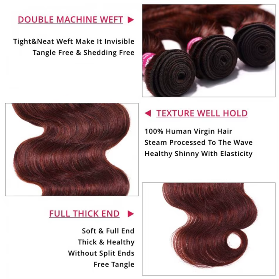 Mèches naturelles Body Wave-UNice Hair, cheveux humains, brun plonger âtre 33B, 3/4 cheveux humains,