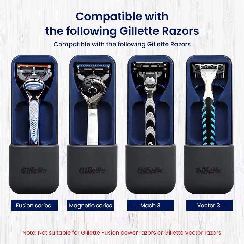 Étui de voyage magnétique noir pour rasoir de marque Gillette, Compatible avec la série Fusion/magné