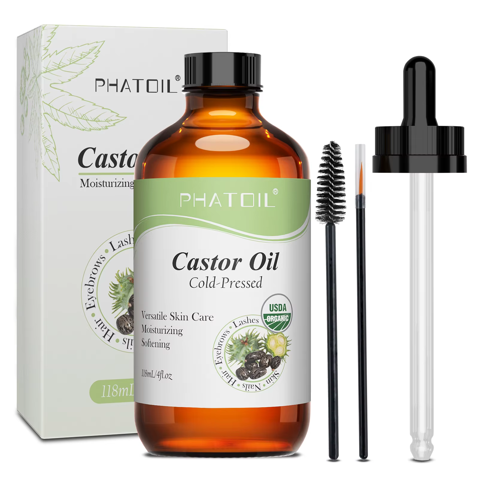 PHATOIL 260ML huile corporelle vanille pour hydrater la peau, huile de Massage de ricin 118ml adapté