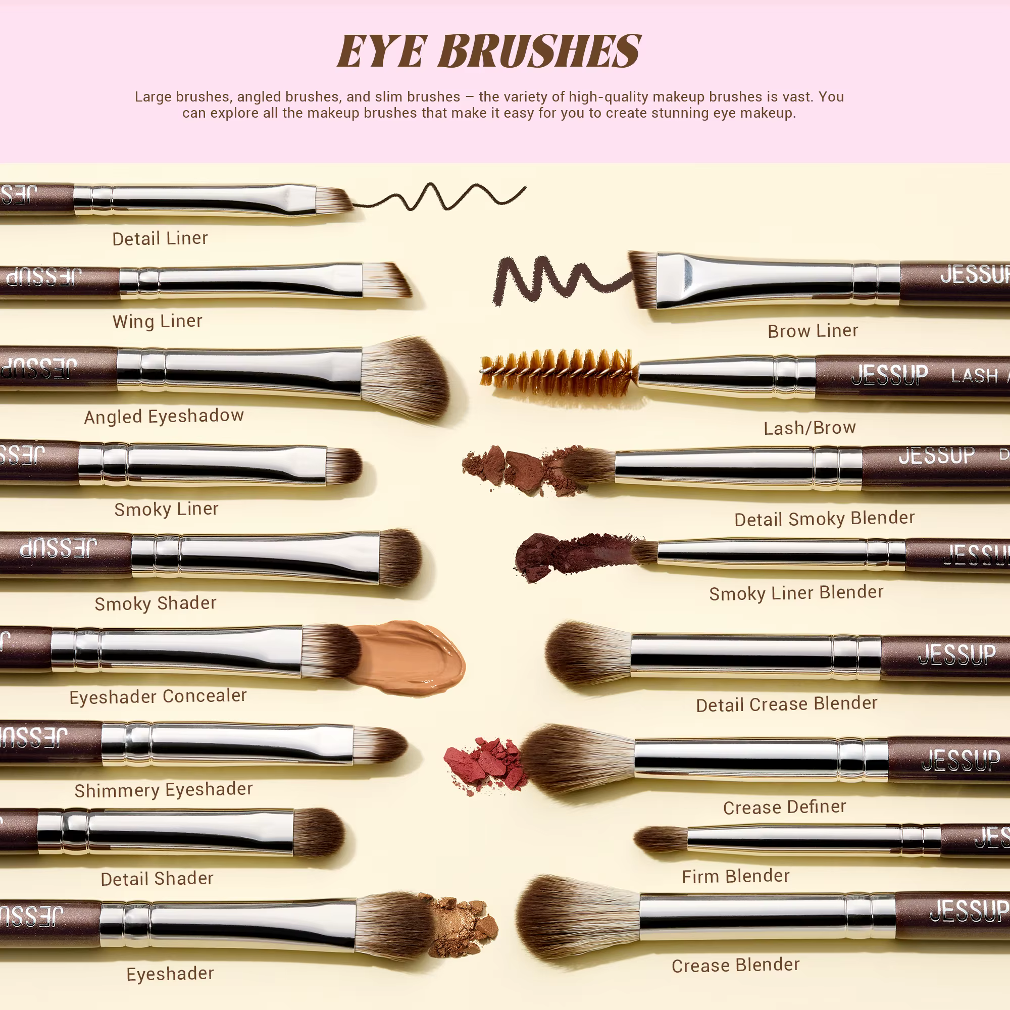 Jessup pinceaux de maquillage ensemble 15/25 pièces Premium synthétique marron pinceaux de maquillag