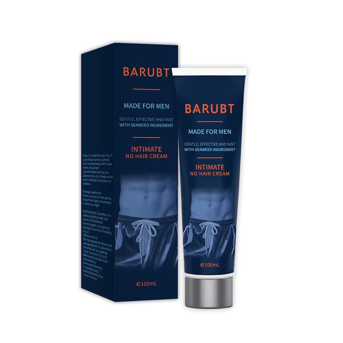 Crème dépilatoire BARUBT pour hommes, utilisation sur tout le corps, aisselles, zones intimes, douce