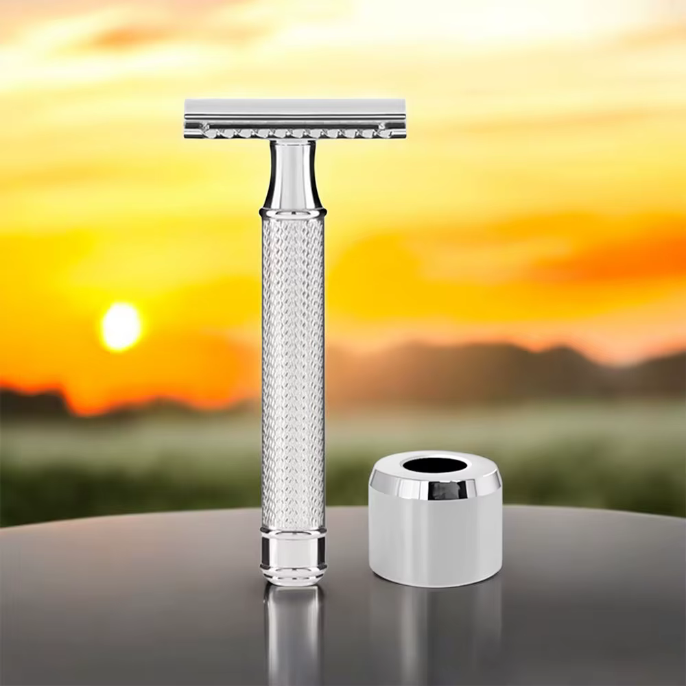 JOKMAE 07TS rasoir de sécurité en acier inoxydable pour homme avec support Double lame support Base