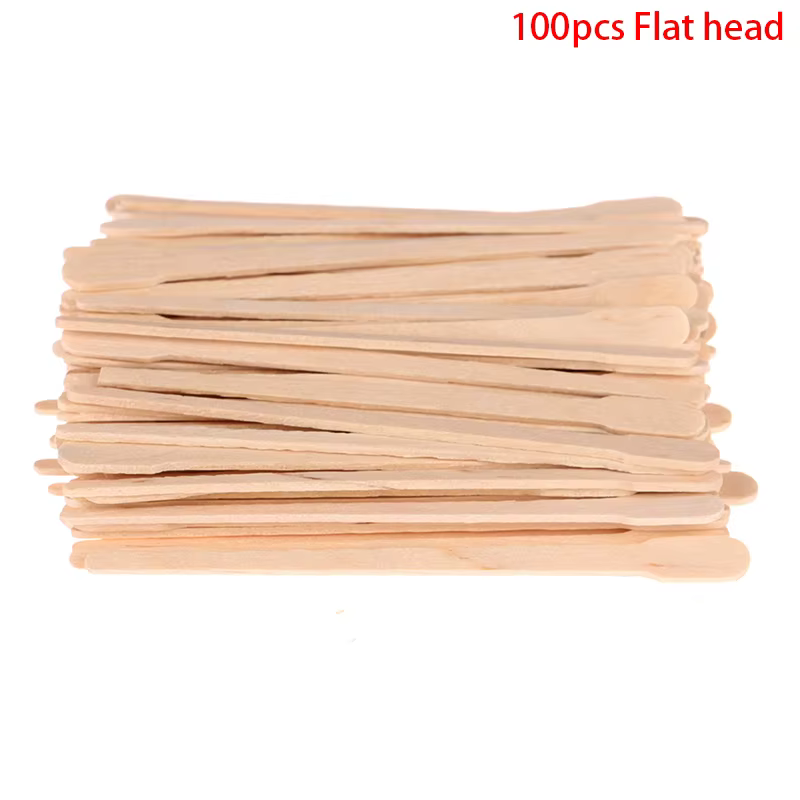 100 bâtonnets en bois jetables pour épilation corporelle féminine, spatules applicatrices de cire, k