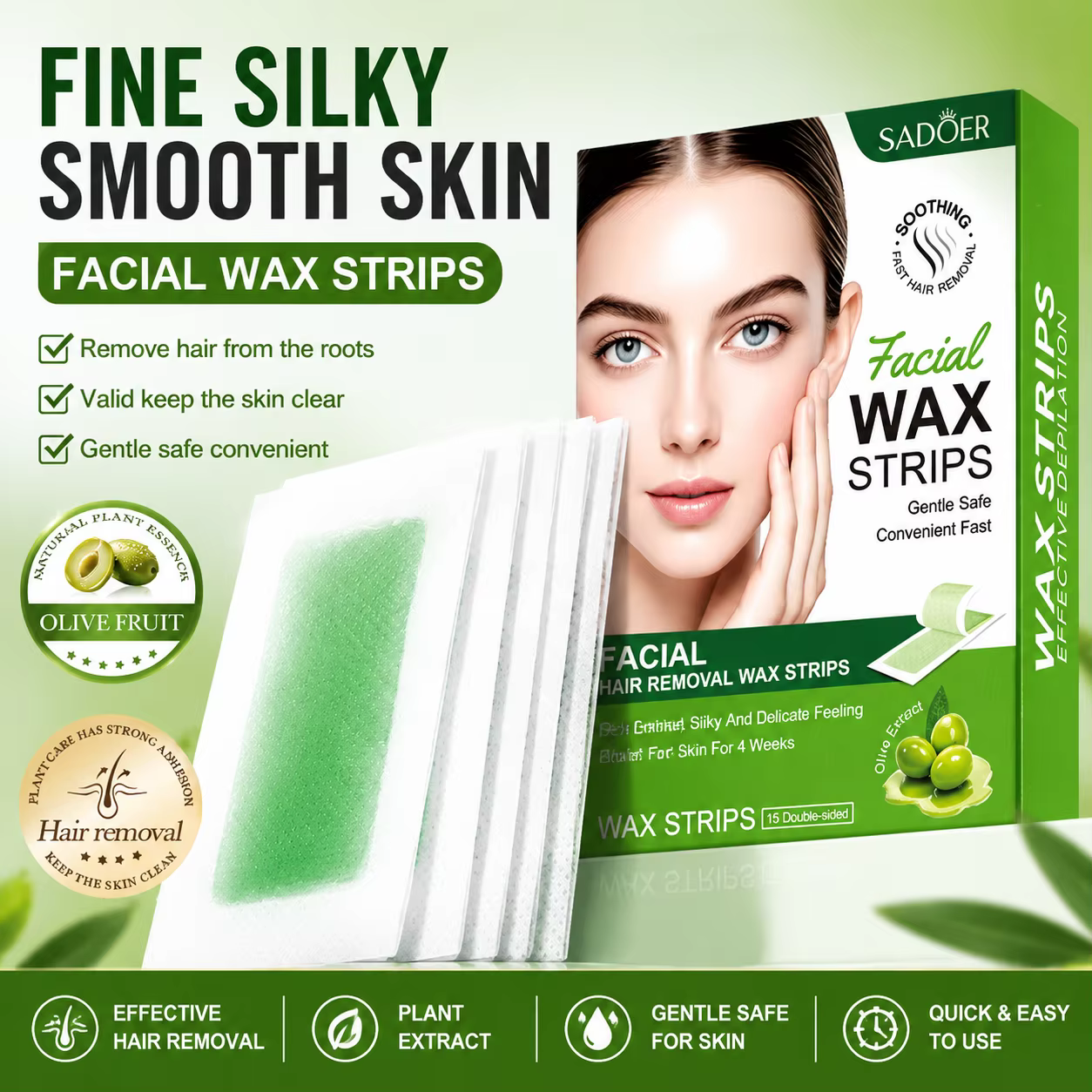 Papier de cire à l'huile d'olive pour épilation à froid, très vendu, pour le cou, les bras, les jamb