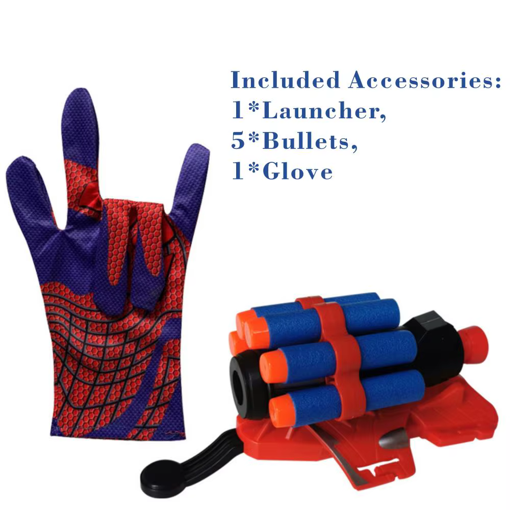 Ensemble de gants lanceurs de toiles d'araignées pour Halloween, avec projectiles en mousse souple e