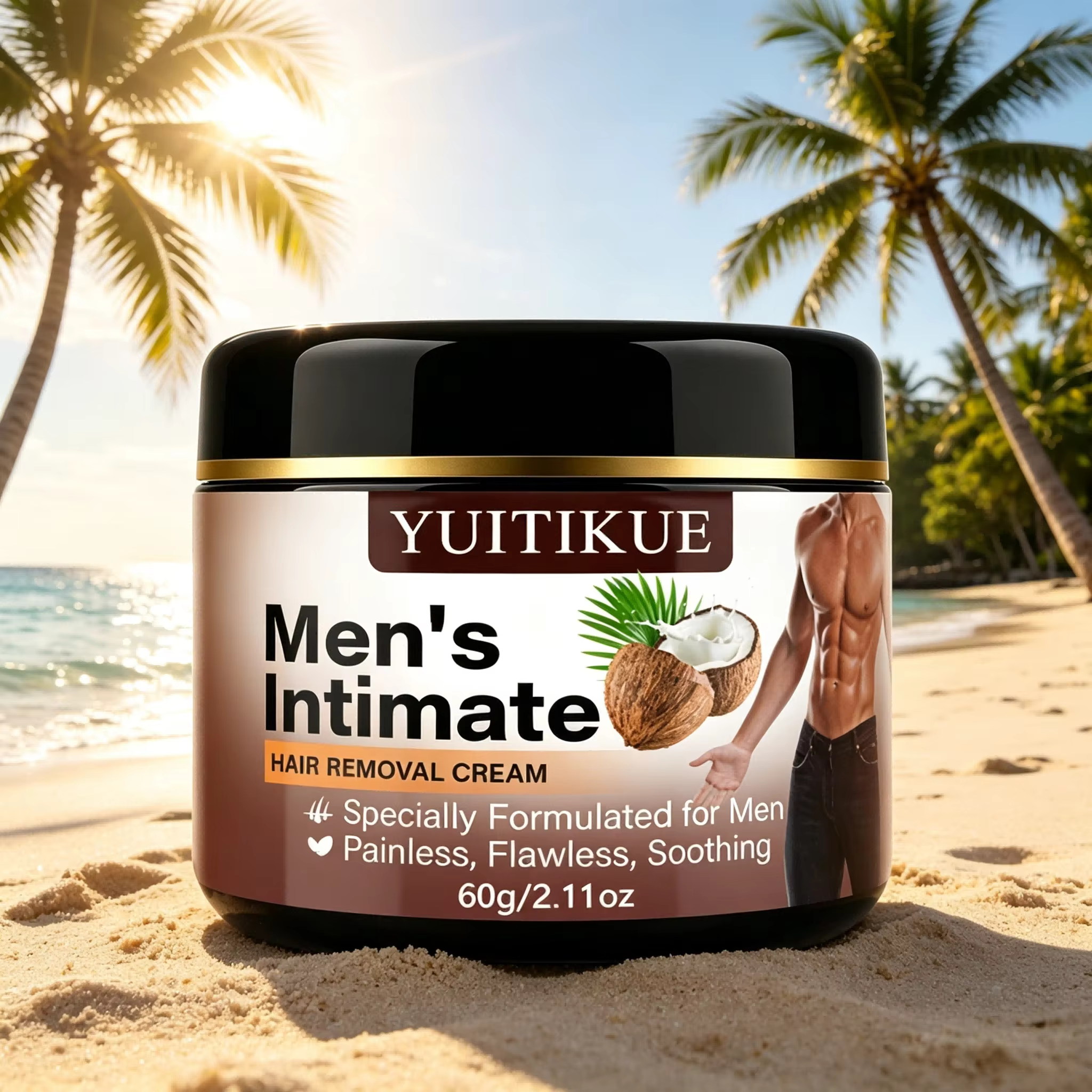 YUITIKUE Crème dépilatoire intime pour hommes 60g, crème dépilatoire douce et indolore à l'huile de