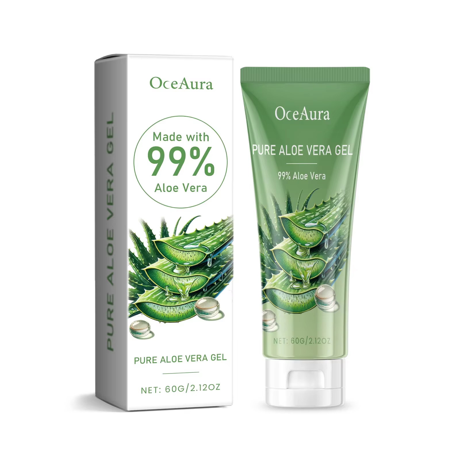 Gel d'aloe Vera pour rétrécissement des pores, contrôle de l'huile, dissolvant d'acné, hydratant, éc