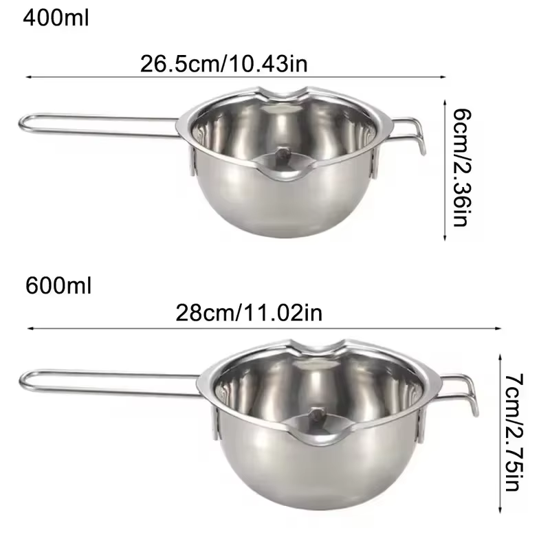 Pot à fondue en acier inoxydable avec poignée résistante à la chaleur pour faire fondre le chocolat,