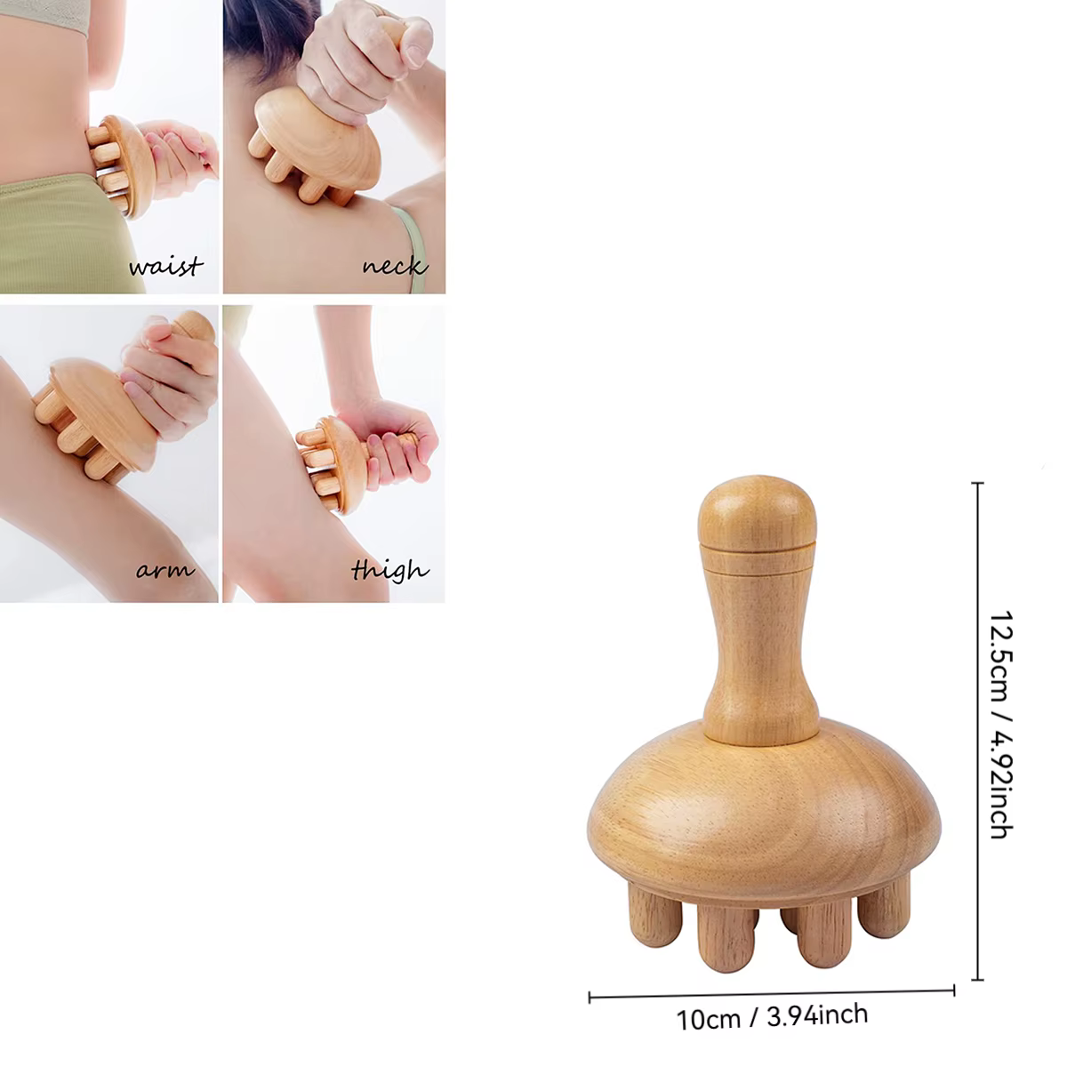 Outil de massage en bois en forme de champignon, outil de massage manuel en bois, anti-cellulite, ma