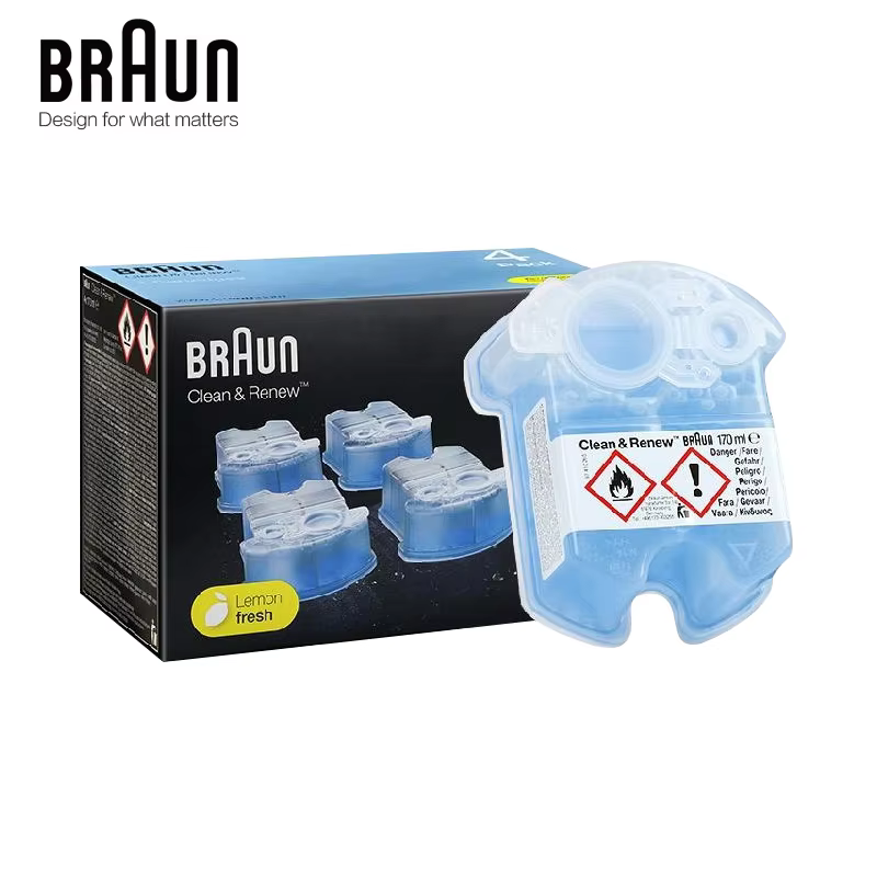 Braun-Recharge pour rasoir électrique, Clean & Renew, Refill Adhérence CCR4, Lemon Fresh Aleans 10x,