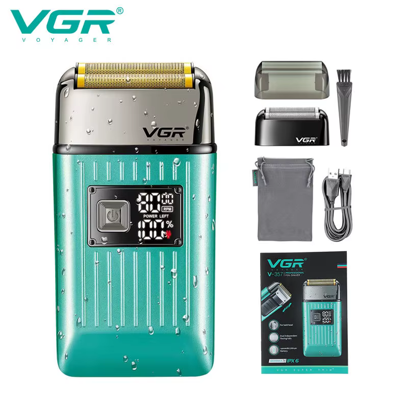 VGR rasoir pour hommes IPX6 lavage du corps professionnel affichage numérique intelligent rasage mul