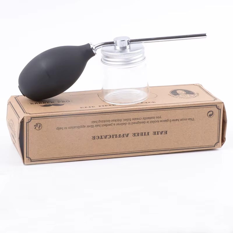 Bouteille de pulvérisation de poudre de Fiber de cheveux de barbier rechargeable, applicateur de Fib