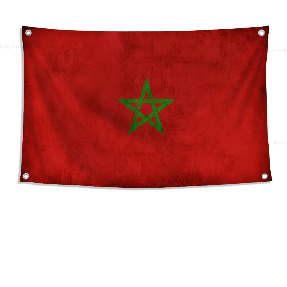 Drapeau du Maroc, drapeaux et bannières à quatre trous, en Polyester, décoration extérieure, esthéti