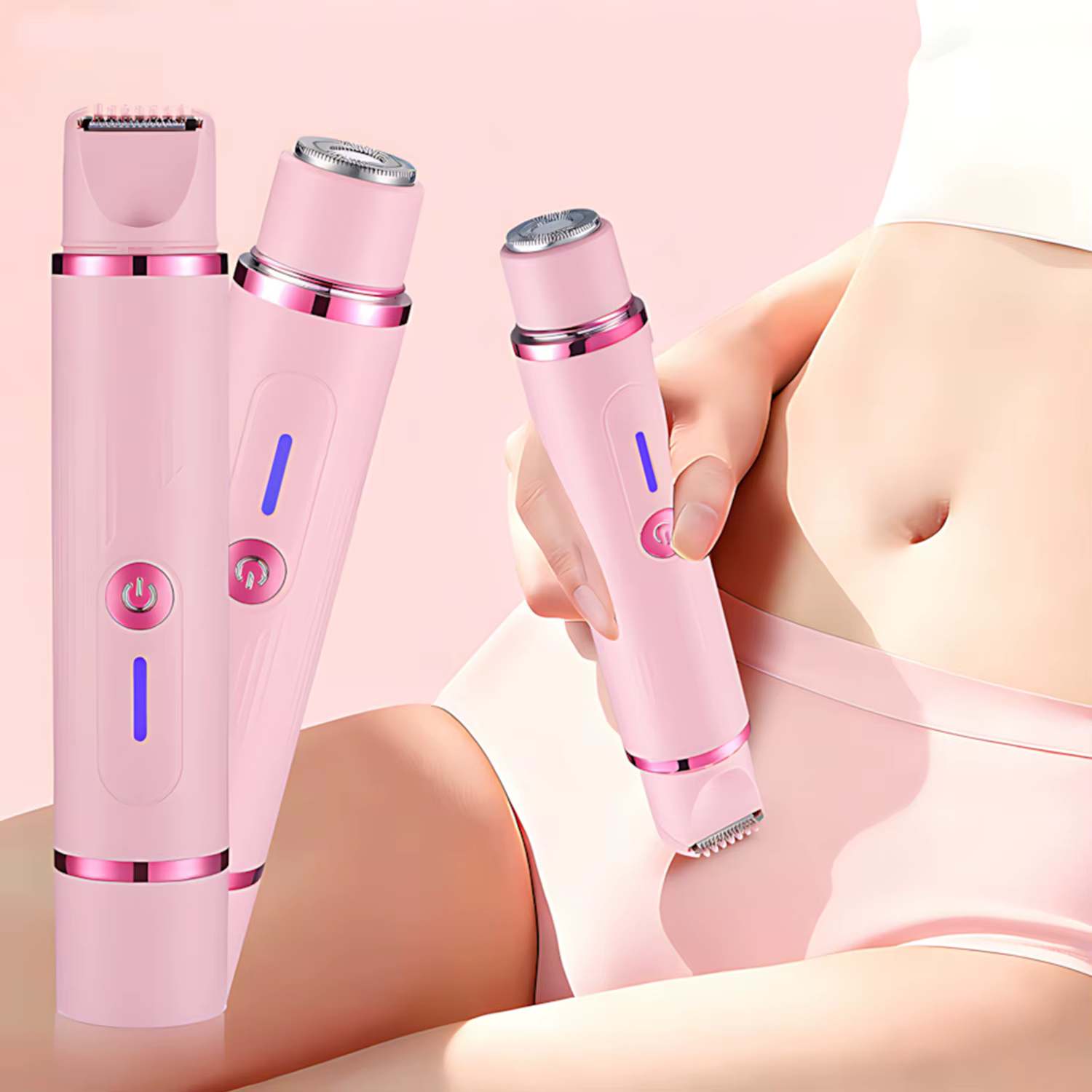 Tondeuse à cheveux électrique pour femme, rasoir 2 en 1 à double tête, pour aisselles, bras, jambes,