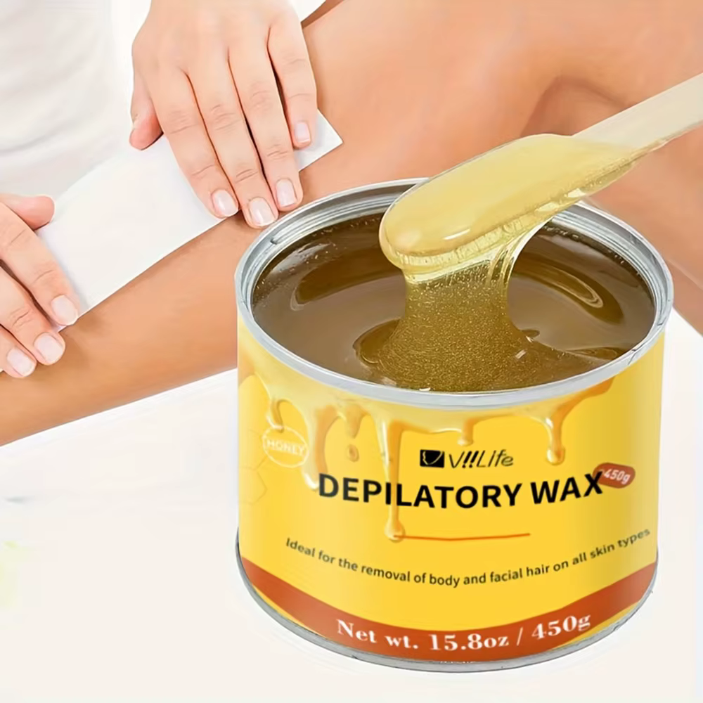 Viilife 450g Cire dépilatoire au miel pour épilation Adhesion douce Application facile Convient à to